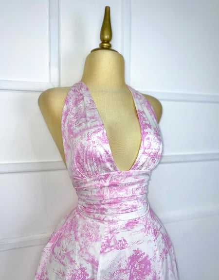 Vestido midi estampado rosa