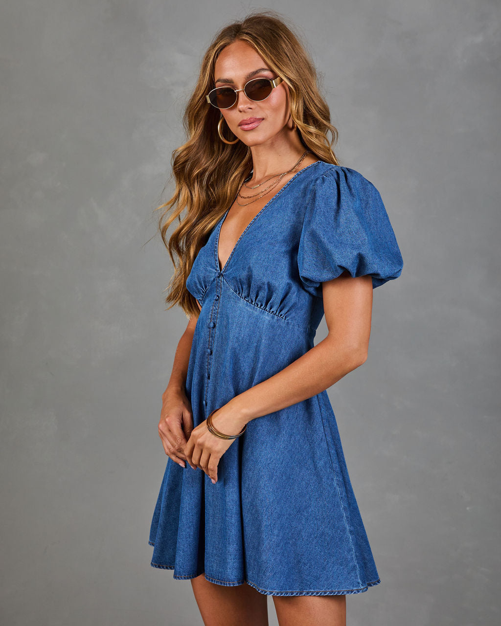 Vestido corto de mezclilla con botones