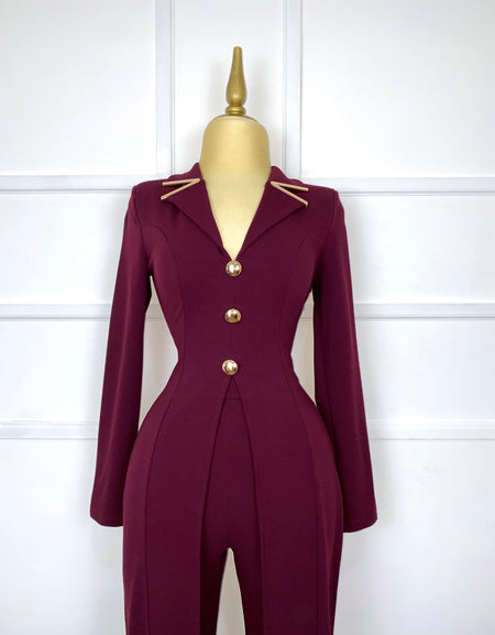 Palazzo tinto botones dorados