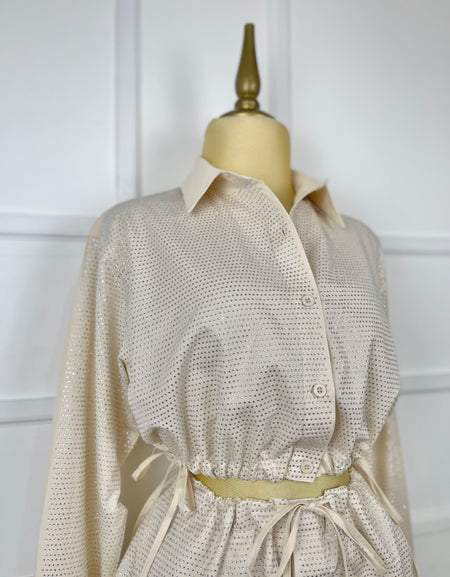 Set beige con pedrería