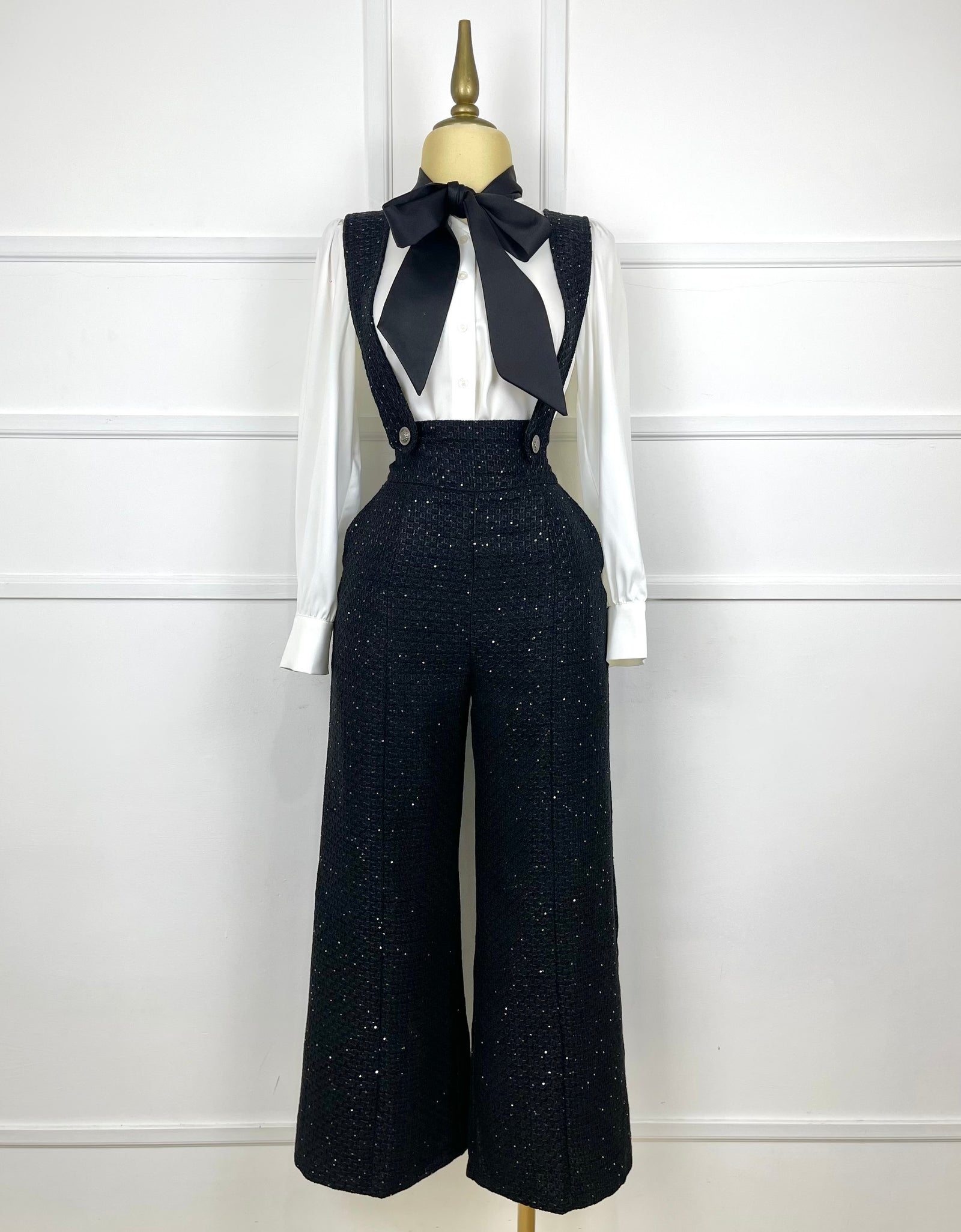 Overol negro de tweed