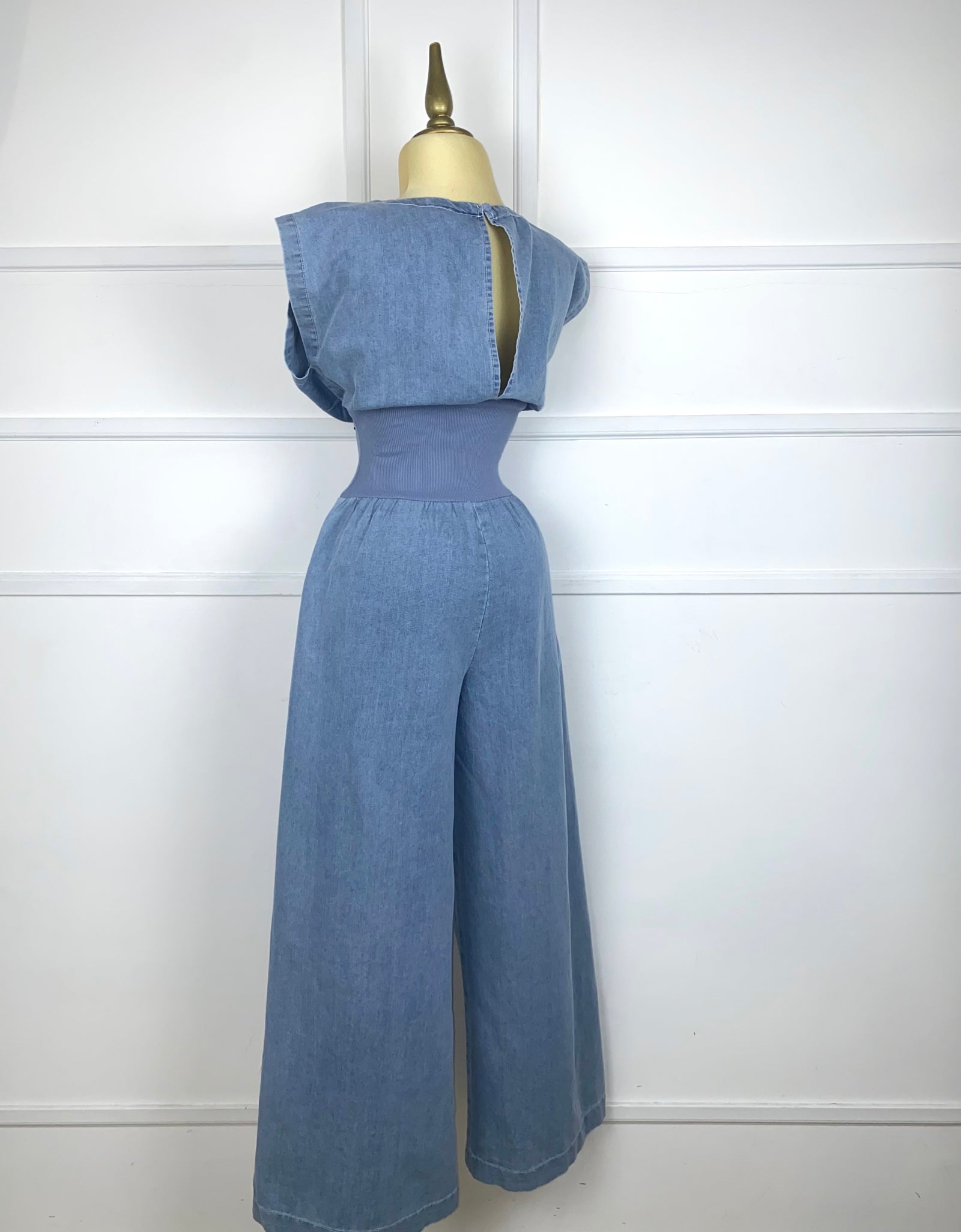 Palazzo mezclilla campana con elástico