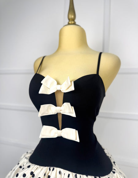 Vestido polka dots con moñitos