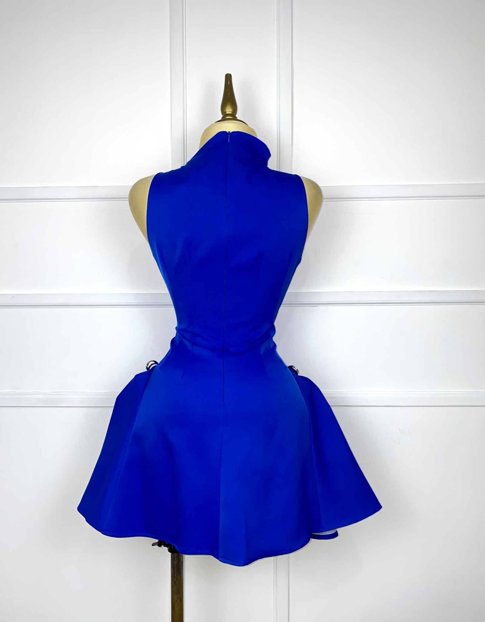 Vestido azul asimétrico corte A