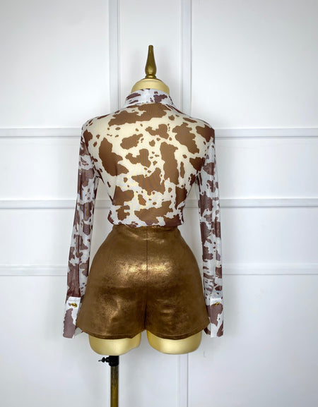 Blusa mesh estampado vaca