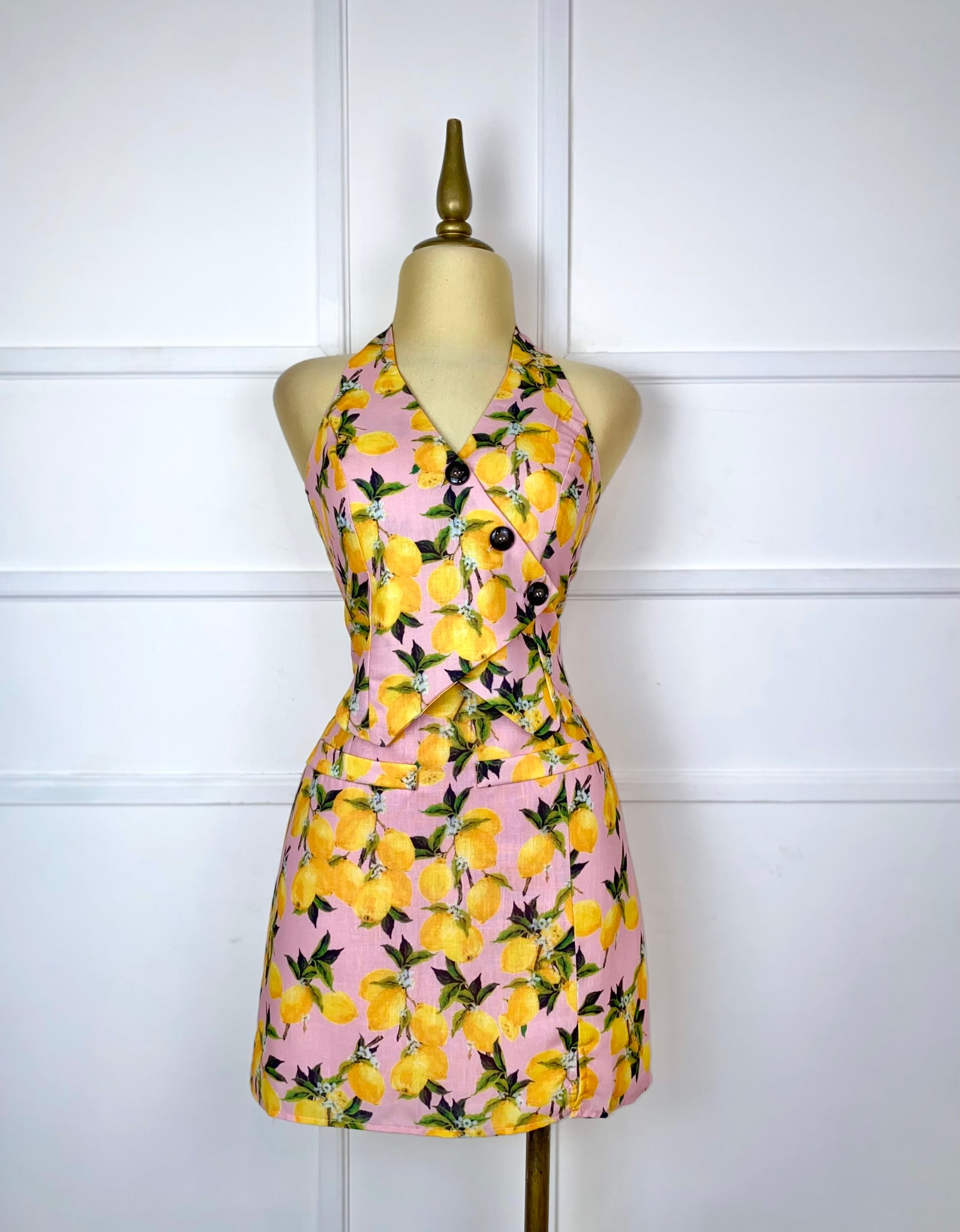 Set rosa estampado limones