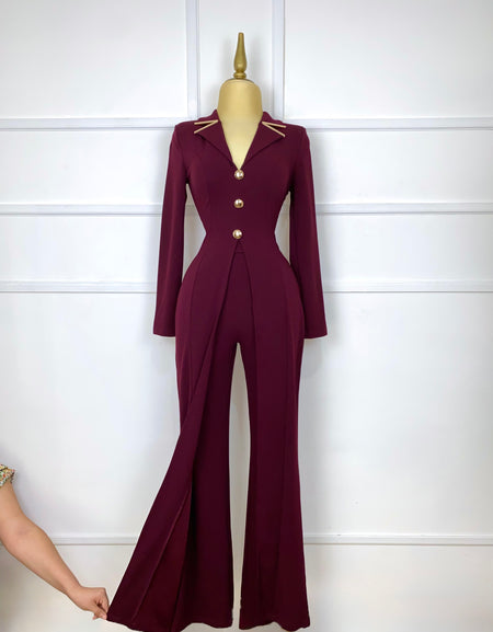 Palazzo tinto botones dorados