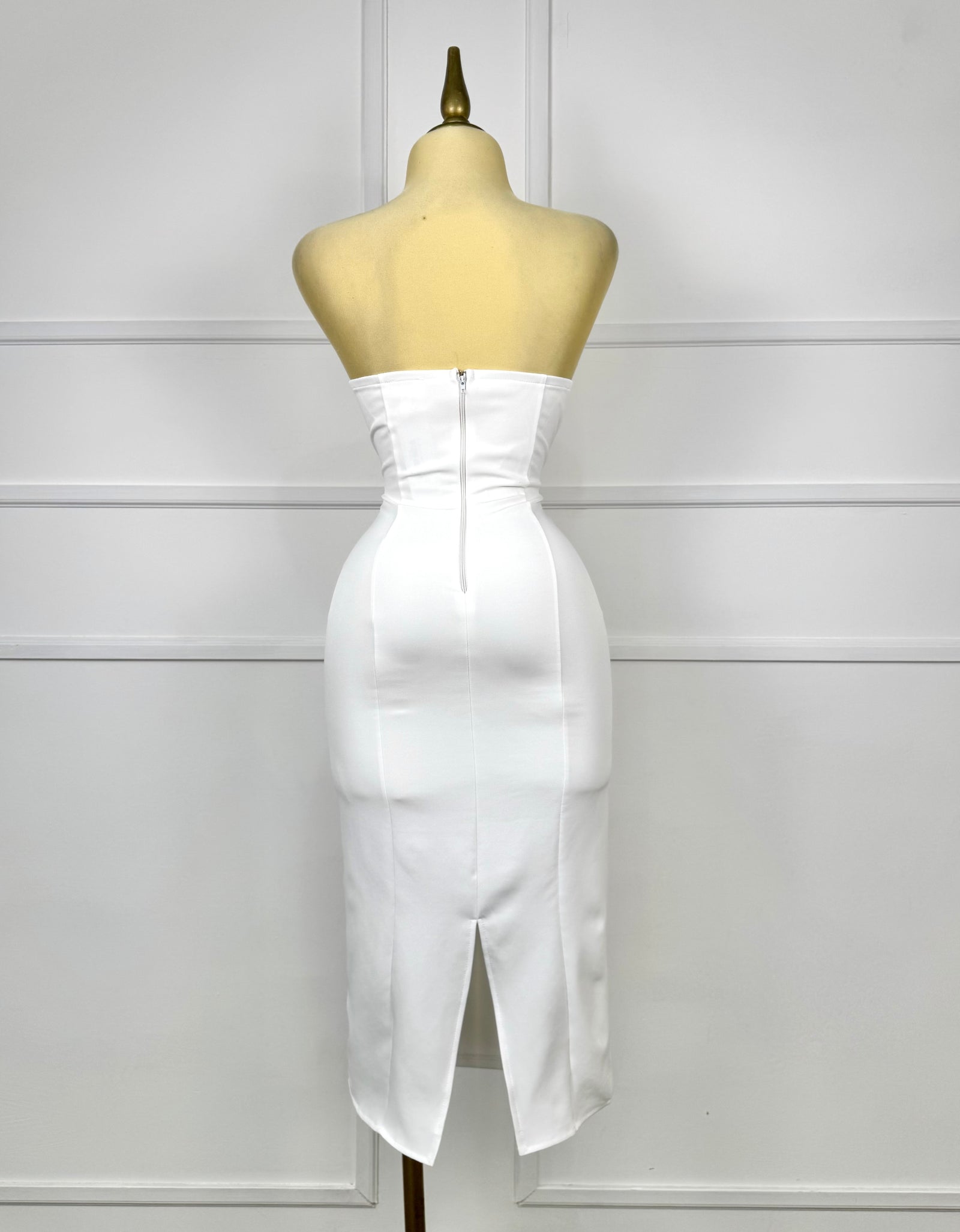 Vestido blanco midi strapless