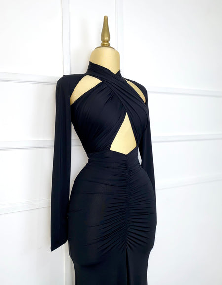 Vestido negro largo lycra