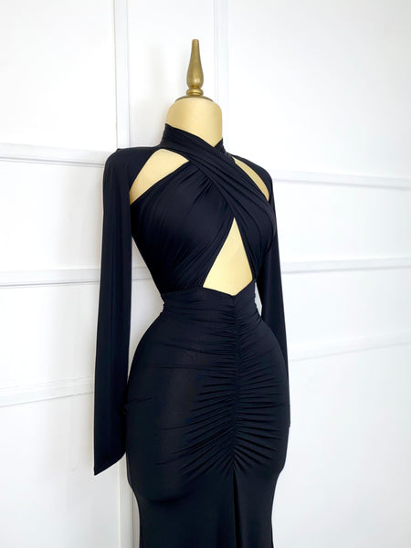 Vestido negro largo lycra