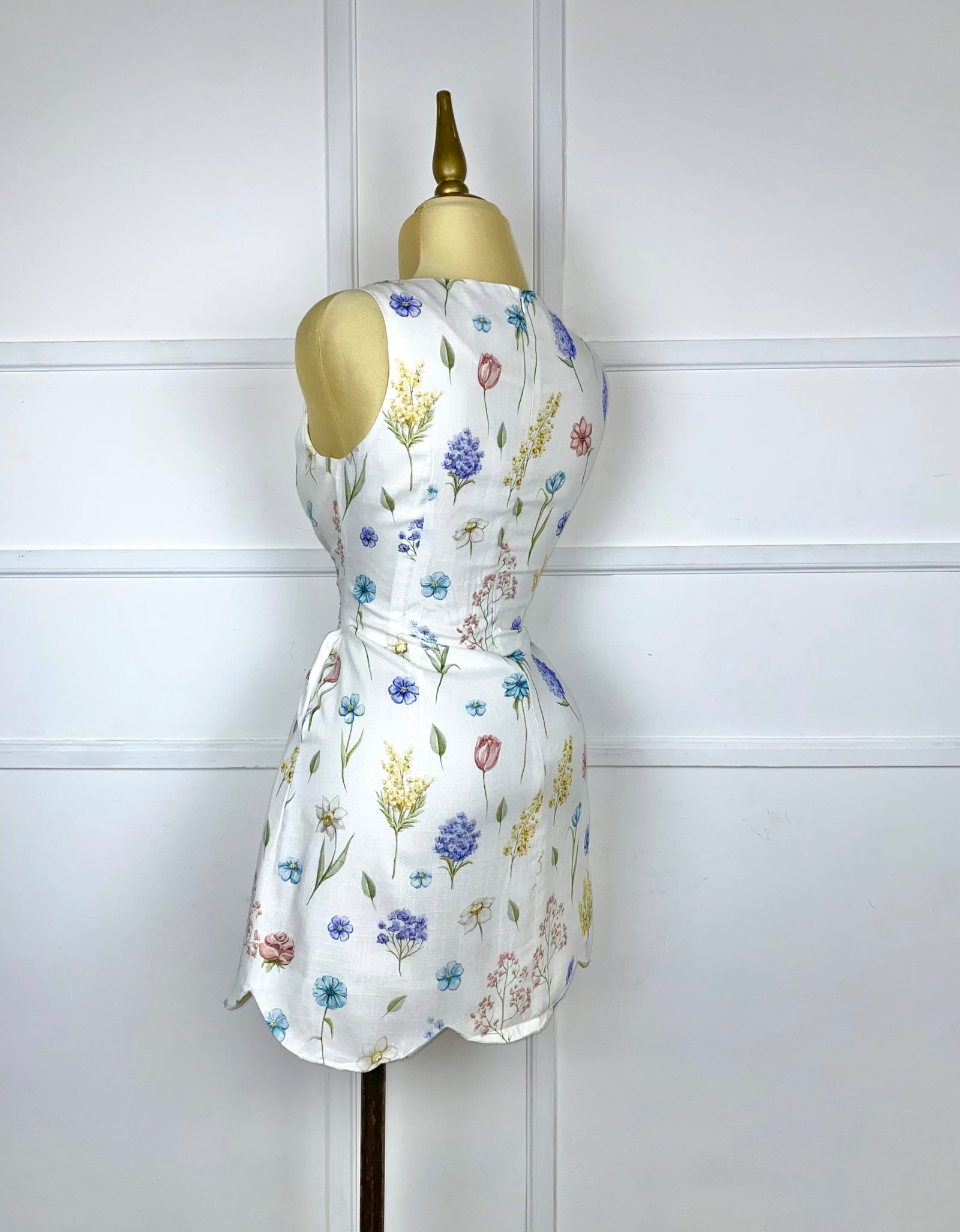 Vestido tipo lino con florecitas