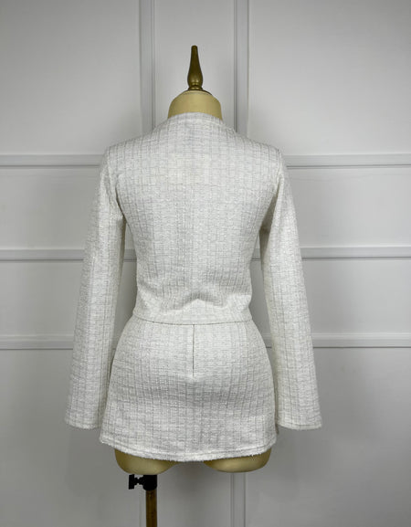 Short falda blanco tweed