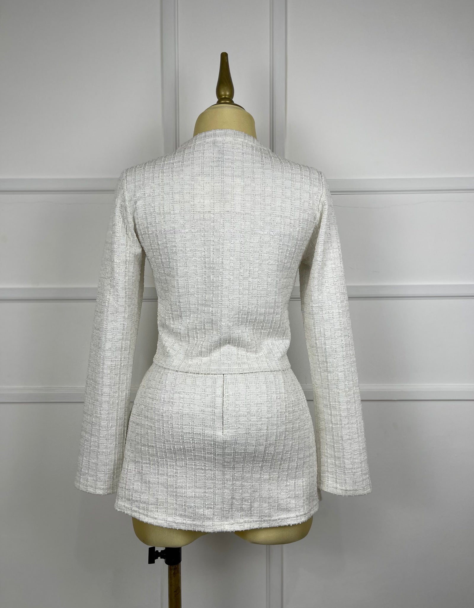 Short falda blanco tweed