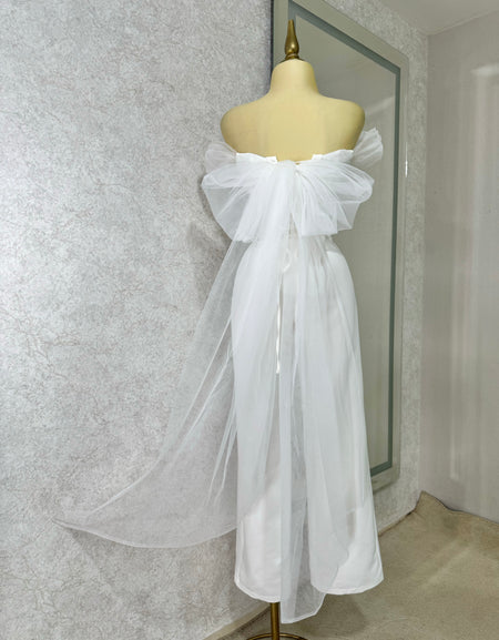 Palazzo blanco corset con tul