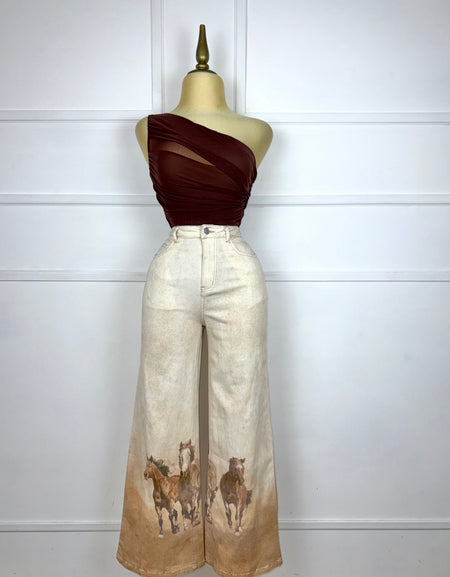 Pantalón mezclilla estampado vaquero
