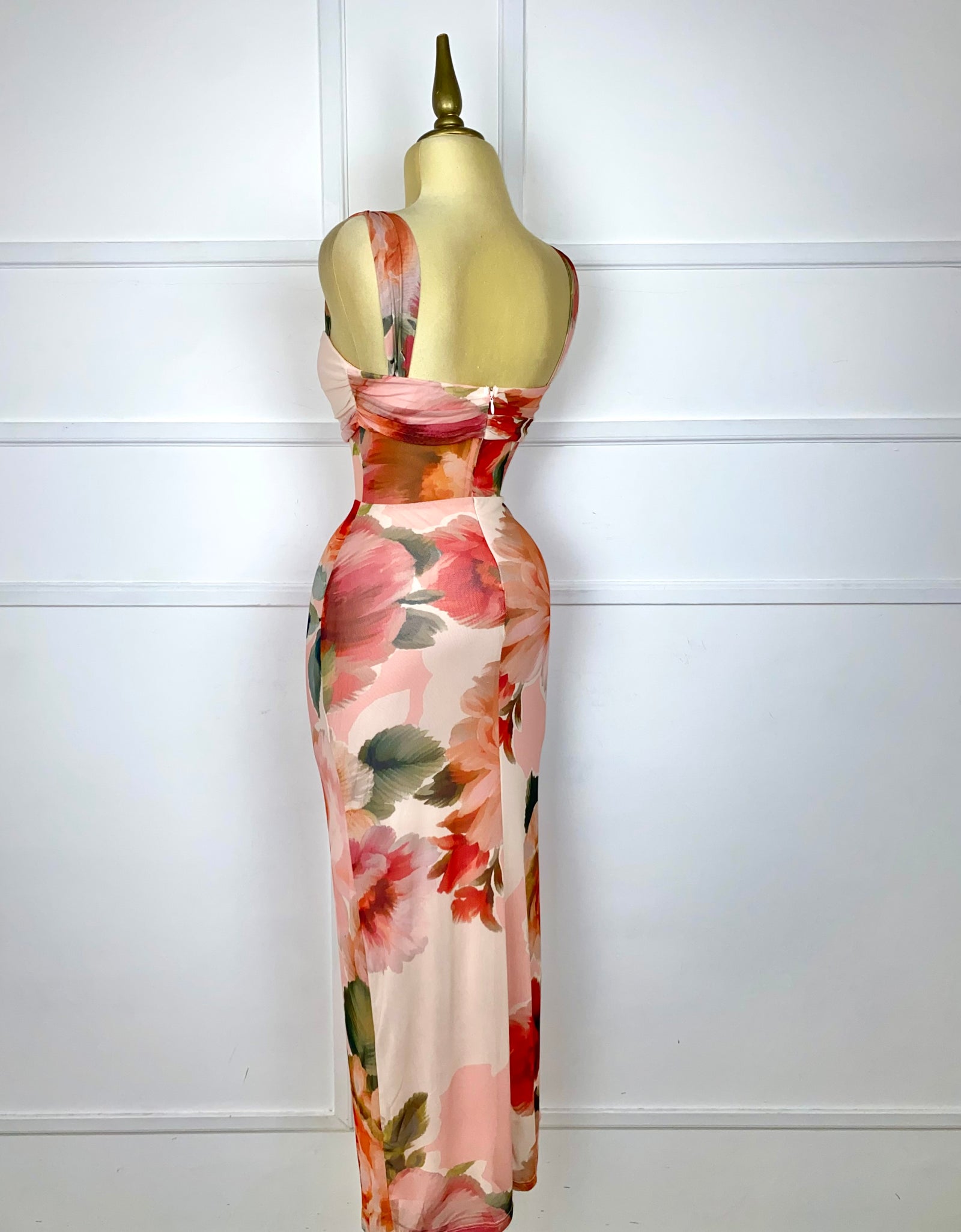 Vestido largo mesh estampado
