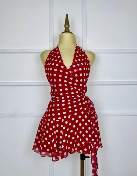 Vestido tinto polka dots