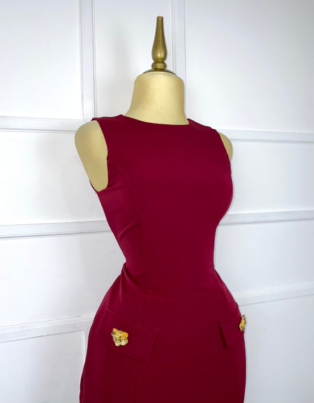 Vestido tinto liso