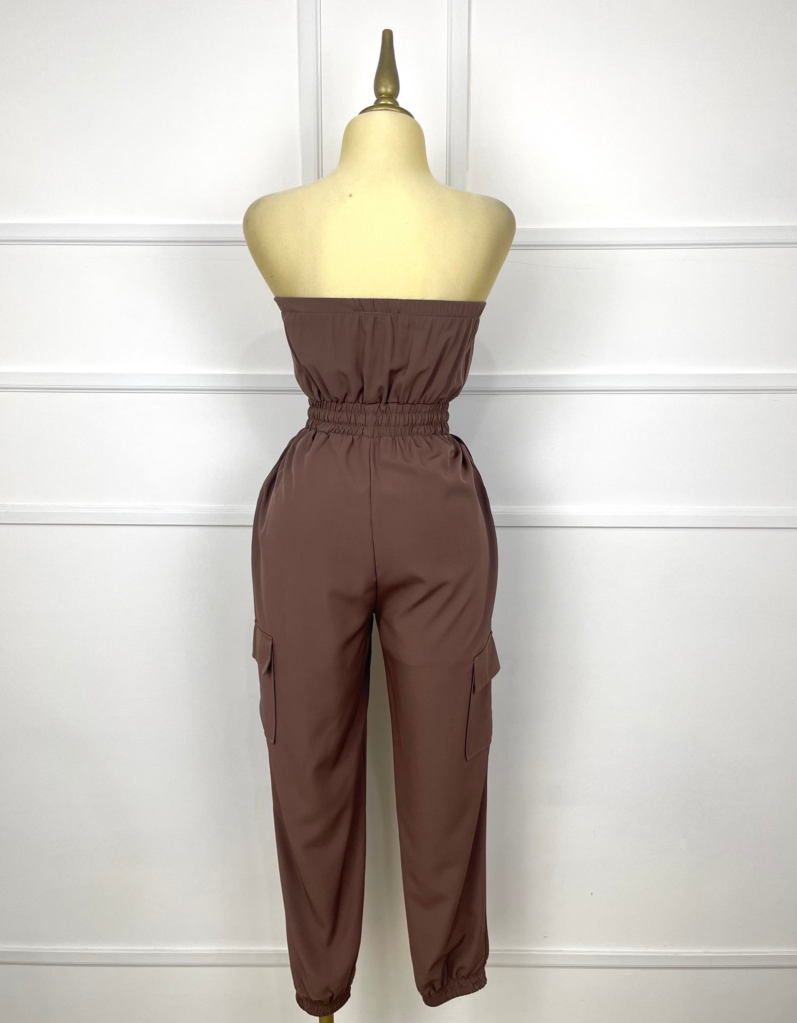 Palazzo café cargo strapless