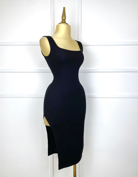 Set negro de punto (vestido y suéter)