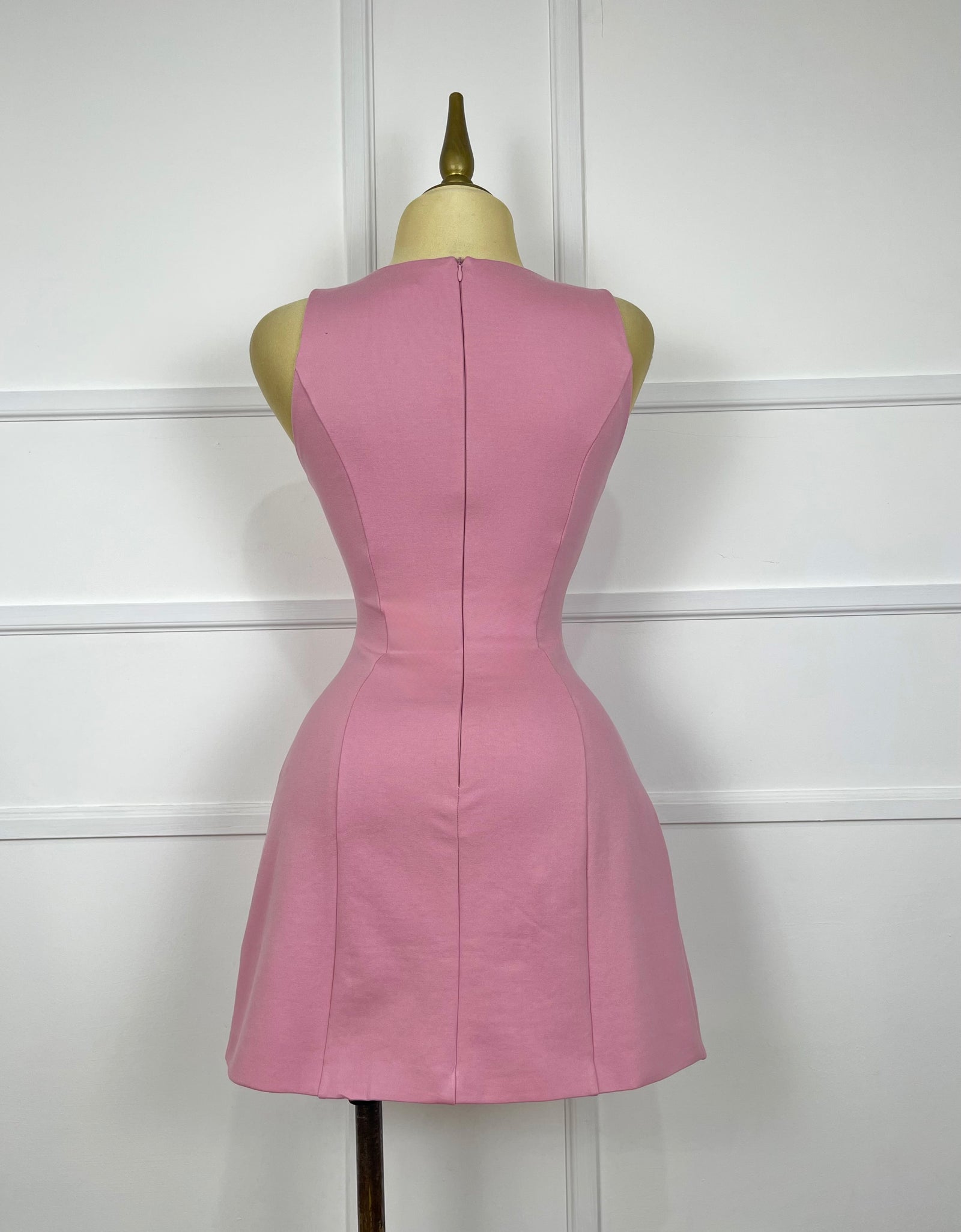 Vestido rosa corte A con 2 moñitos