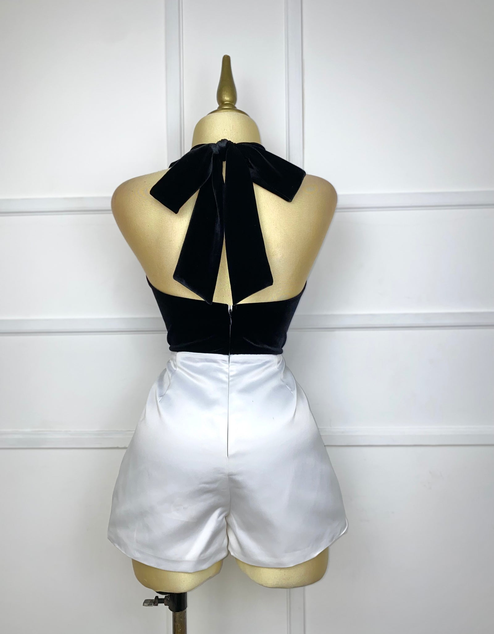 Jumper bicolor terciopelo con perlas