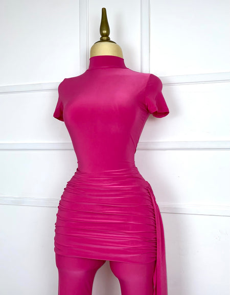 Set de blusa y pantalón fucsia stretch