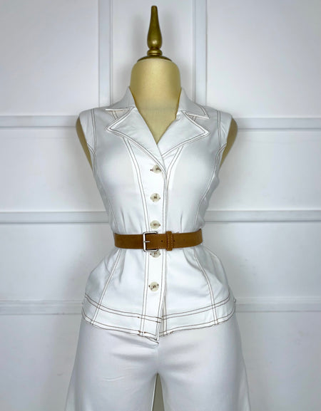 Set blanco stretch con cinto