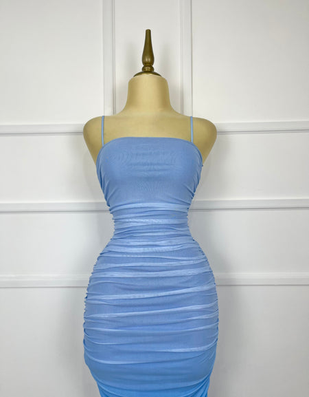 Vestido midi tonalidades azules