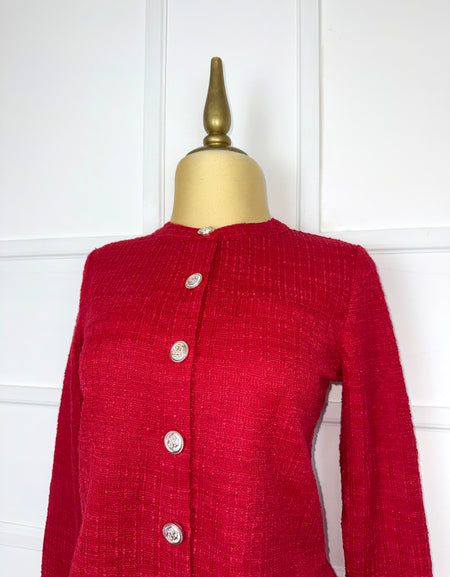 Set rojo tweed con botones