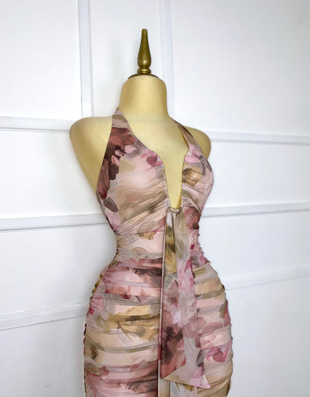 Vestido rosita estampado drapeado