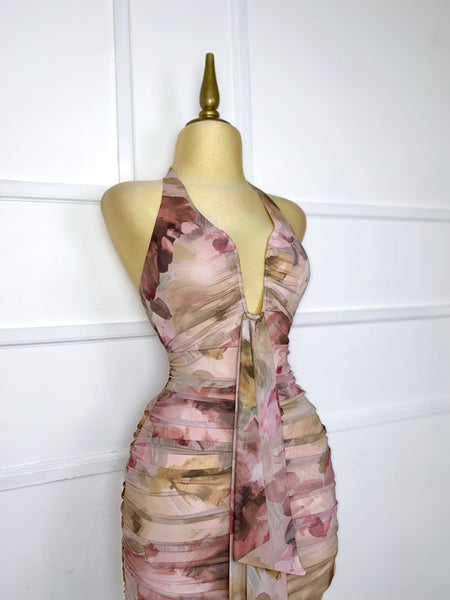 Vestido rosita estampado drapeado