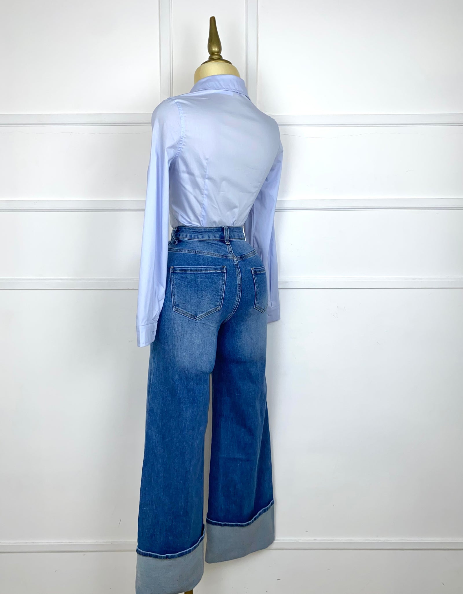 Pantalón mezclilla con doblez