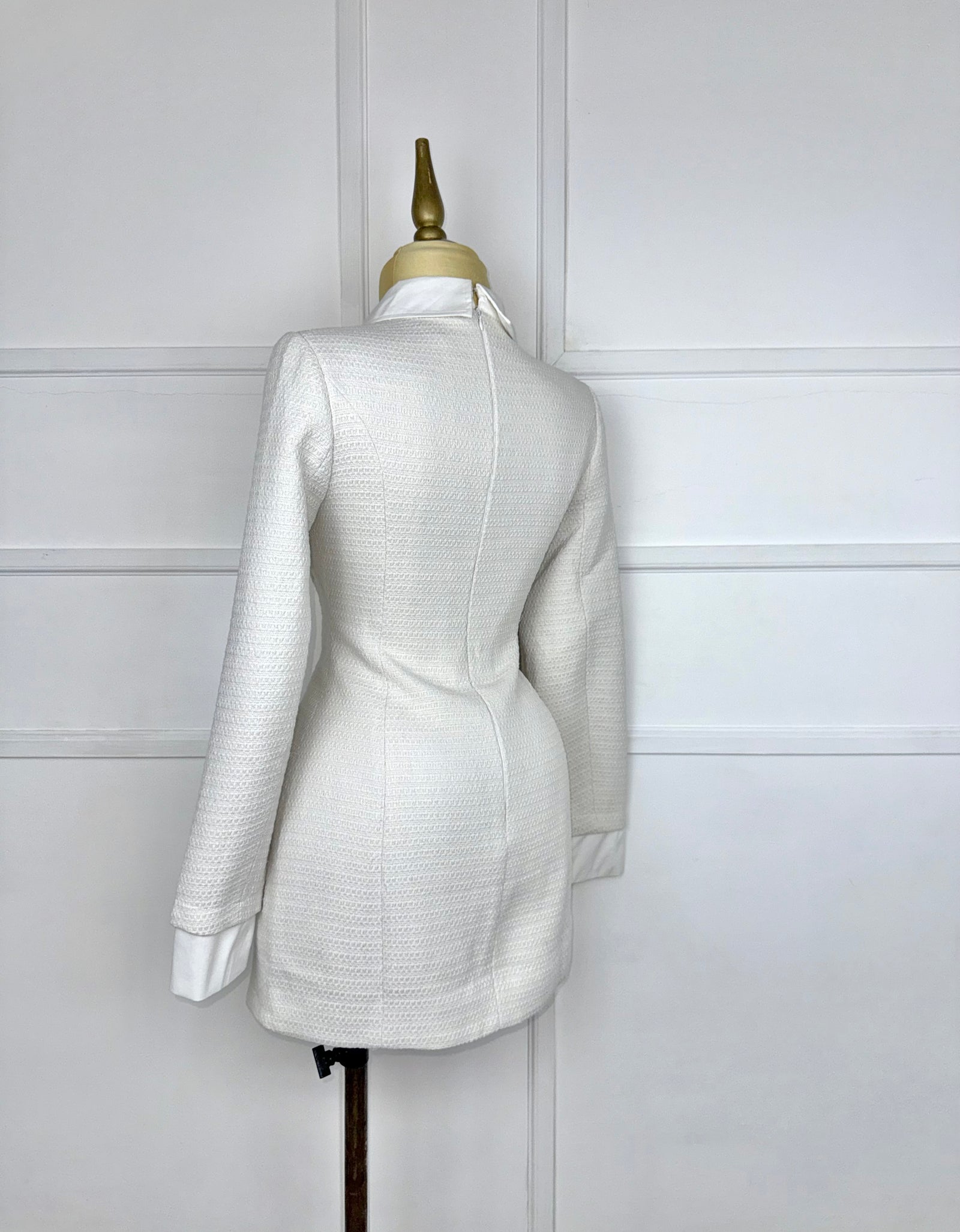 Vestido corto crema tweed