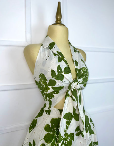 Jumper beige con estampado verde