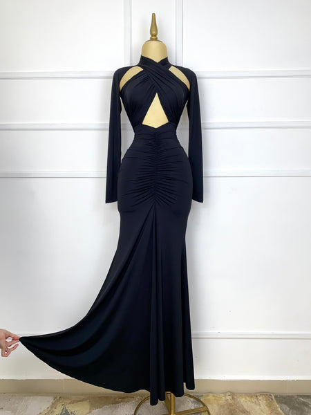 Vestido negro largo lycra