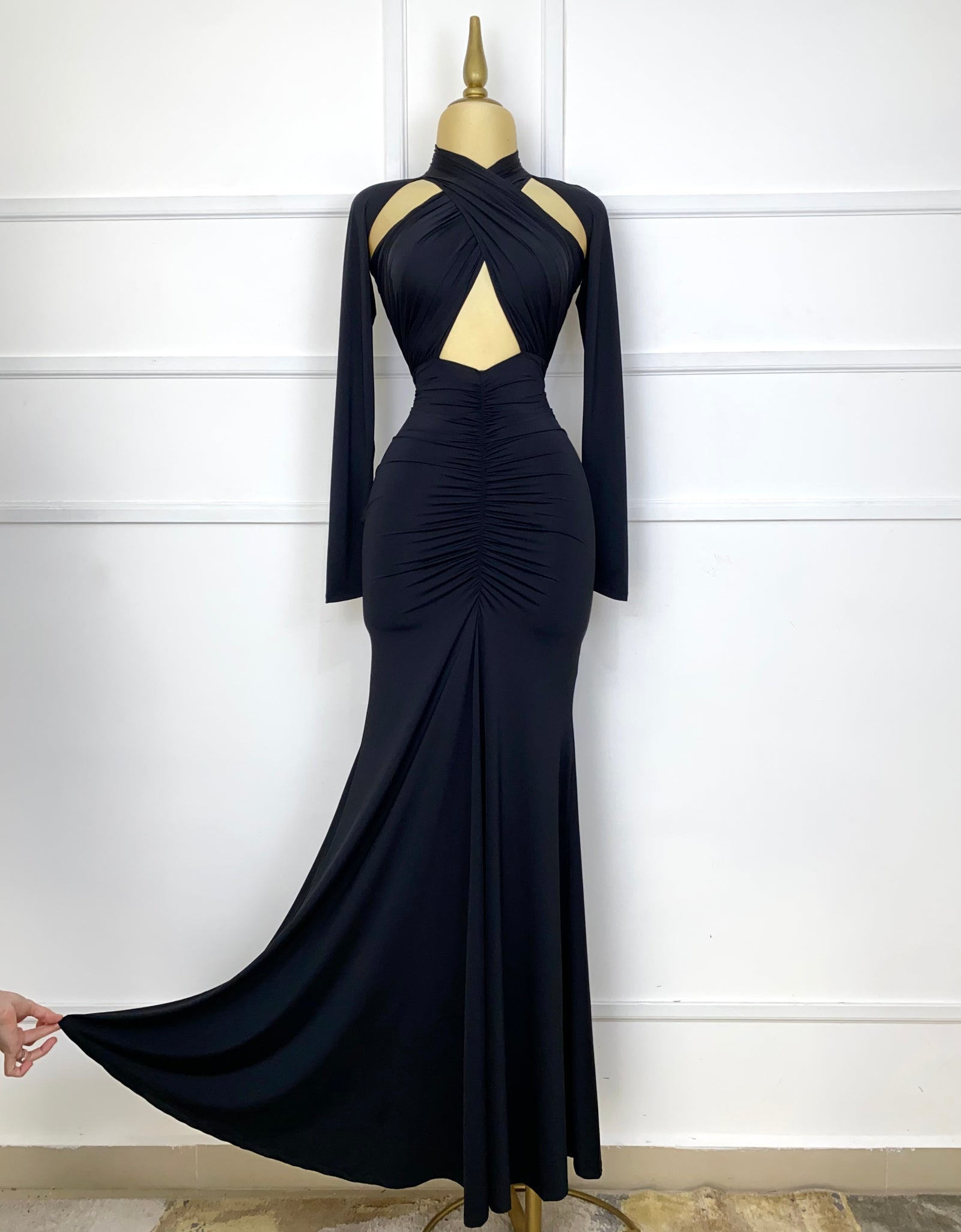 Vestido negro largo lycra