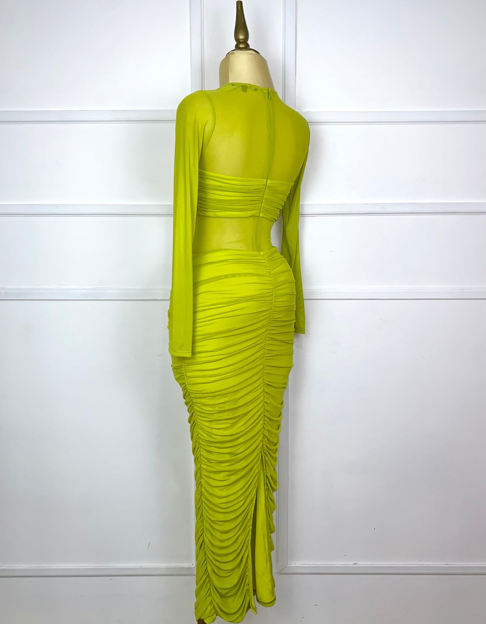 Vestido lima mesh drapeado