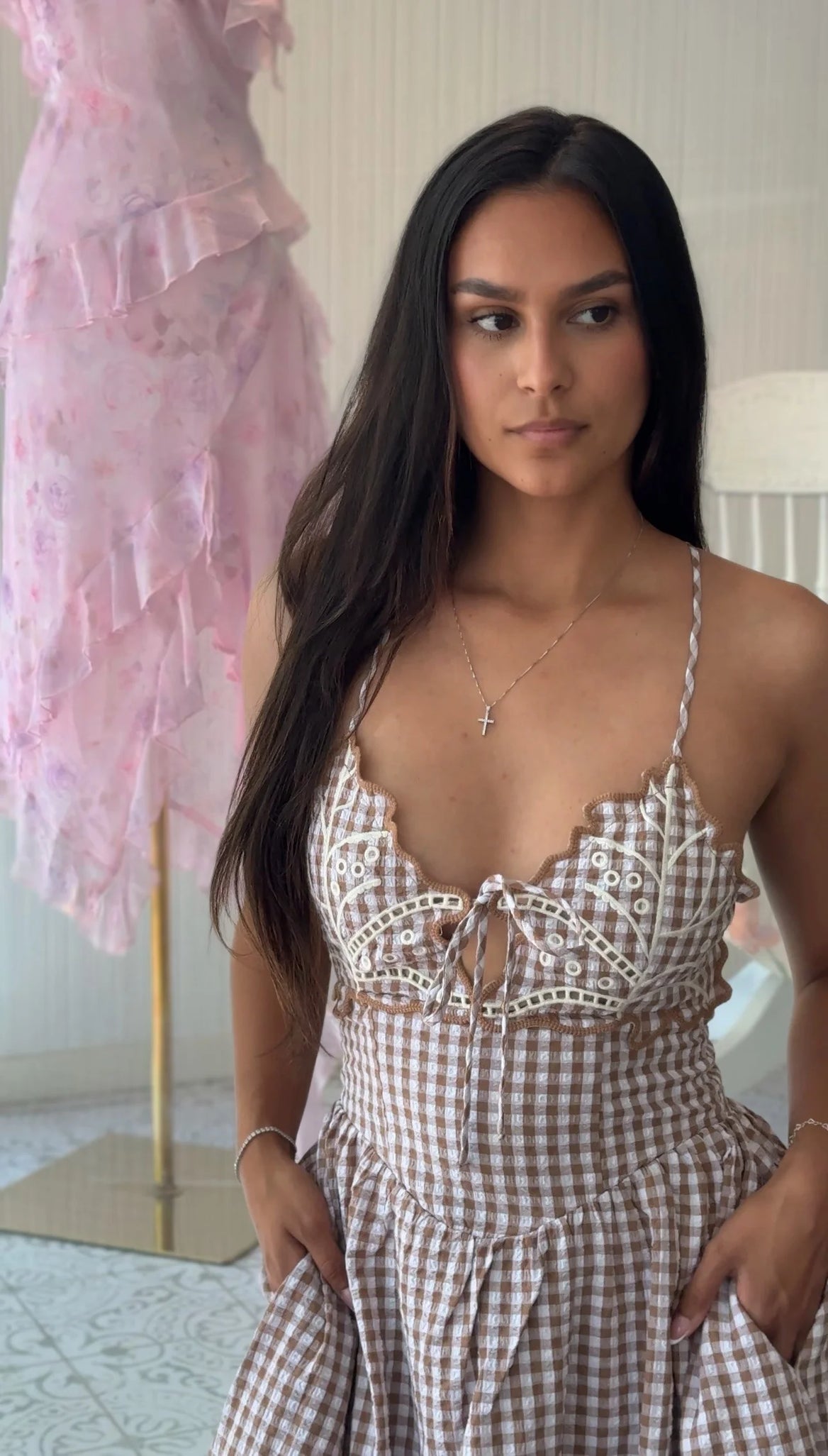 Vestido midi de cuadros