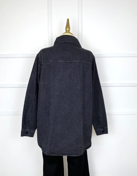 Camisa negra mezclilla con pedrería