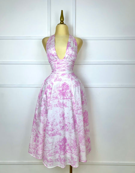 Vestido midi estampado rosa
