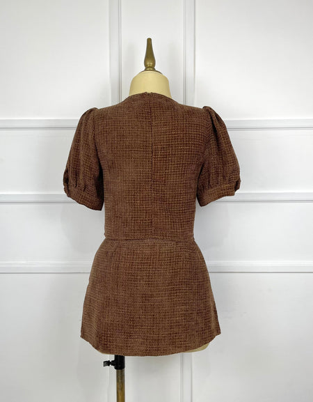 Set café tweed gamuza