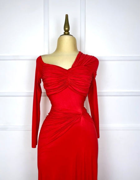 Vestido largo con drapeado