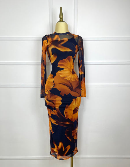 Vestido mesh con flores