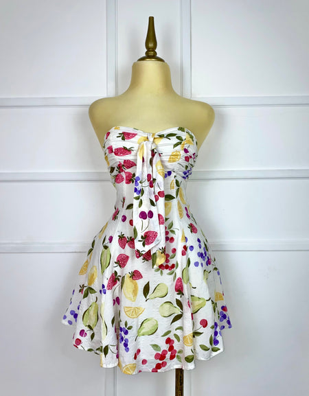 Vestido corto estampado frutal