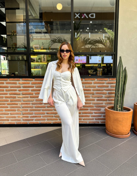 Traje blanco 3 piezas