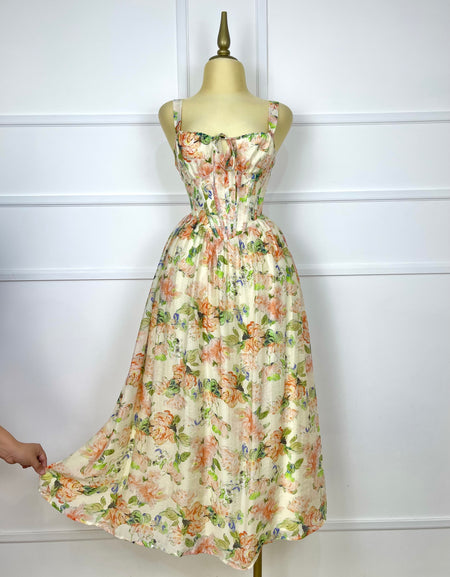 Vestido midi estampado floral