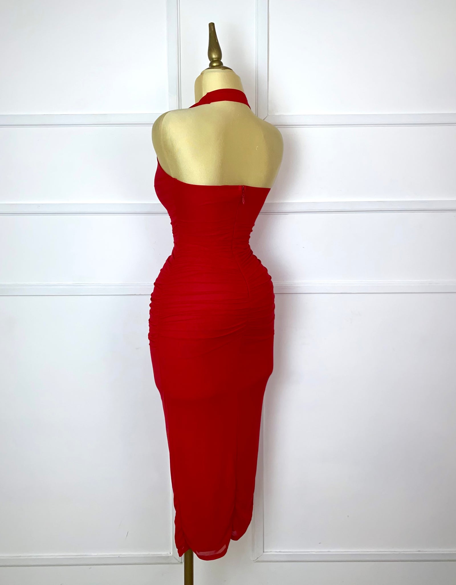 Vestido rojo liso halter