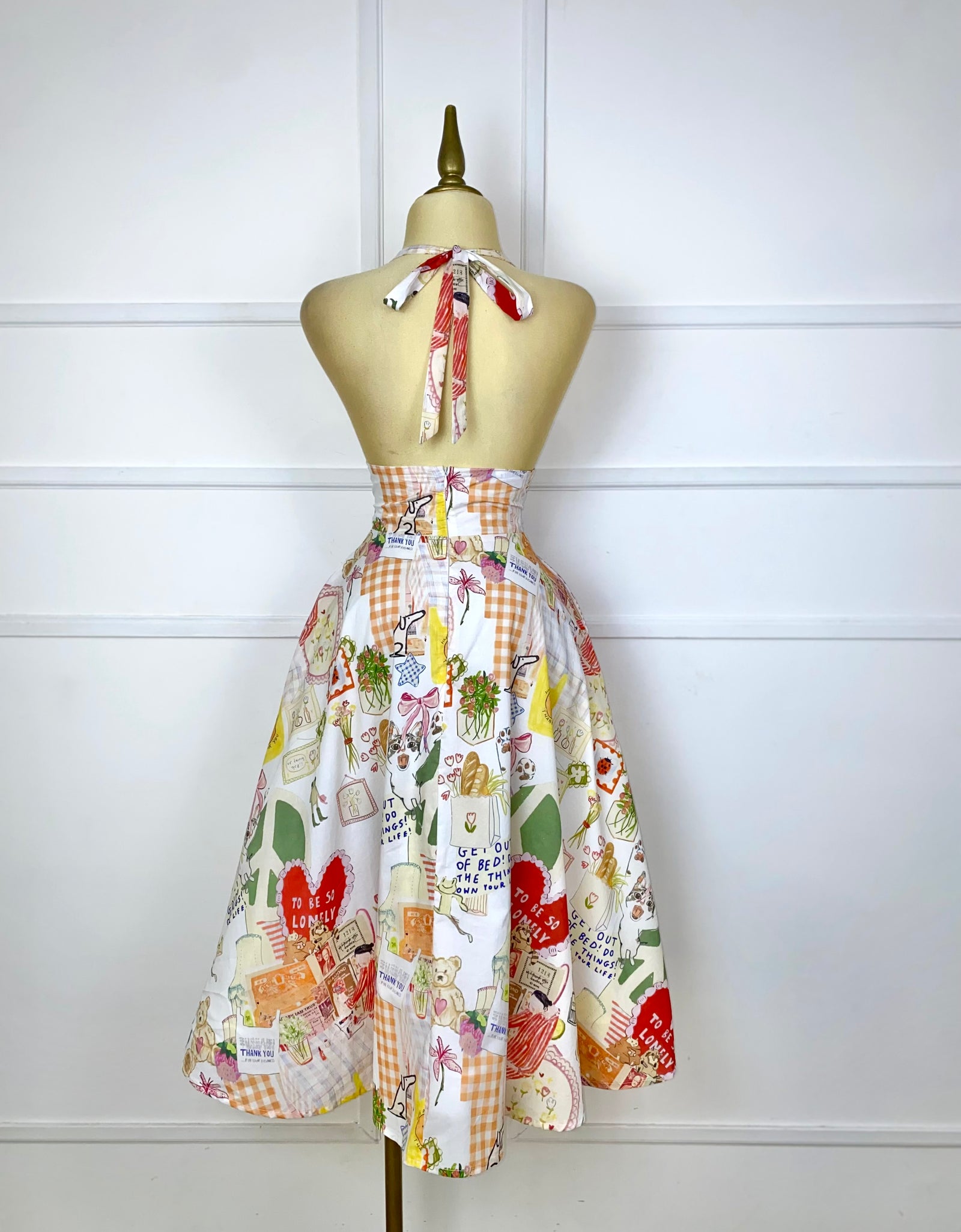 Vestido midi estampado halter