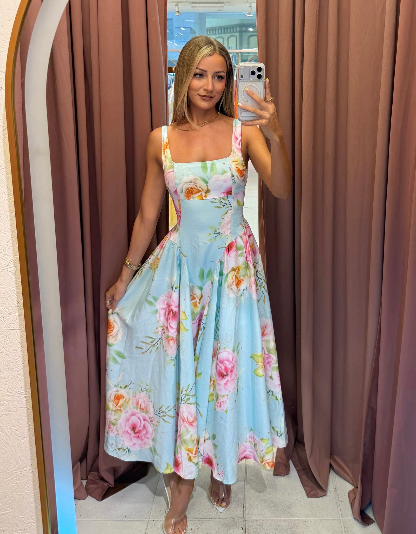 Vestido azul estampado floral